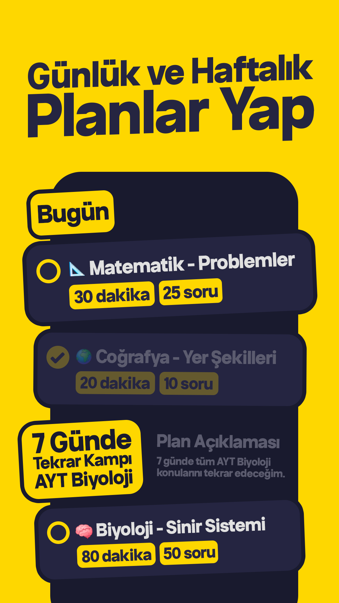 Günlük ve Haftalık Çalışma Planı